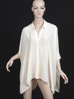 Gucci Cream 100% silk  Flowing Draped Tunic Blouse 42/8